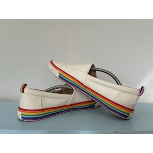 TOMS Alpargata Cupsole Rainbow Pride Slip On Shoes Men's 11.5 White Canvas Unity
